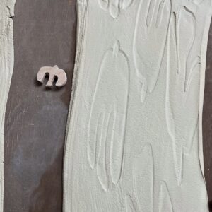 Impressed and Stretched bird motif on porcelain slab by Isabelle Proffitt